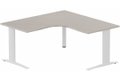 Bureau 90° symétrique, 160x160/80cm, Acacia/Blanc