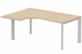 Plan Compact 90° asymétrique 180x120x80/60cm retour à gauche hêtre/aluminium