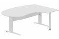 K1 VDF bois compact 90° manager 190x141x104x60cm sur pied de soutien, plateau blanc, structure blanc
