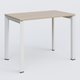 K7 plan droit 100*60 sur pieds fixe. Plateau Acacia et pietement Blanc