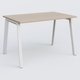 K8 plan droit 120*80 sur pieds fixe. Plateau Acacia et pietement Blanc
