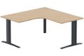 Bureau 90° symétrique, 160x160/80cm, Hêtre/Anthracite