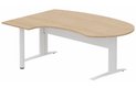 K1 VDF métal compact 90° manager 190x141x104x60cm sur pied de soutien, plateau hêtre, structure blanc
