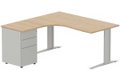 Bureau retour à gauche, caisson métal, 160x162x80cm