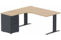 Bureau retour à gauche, caisson métal, 160x162x80cm