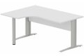 K1 VDF BOIS Compact 90° asymétrique 160x120x80/60cm retour à gauche sur pied de soutien blanc/aluminium - sur délai