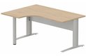 K1 VDF METAL Compact 90° asymétrique 160x120x80/60cm retour à gauche sur pied de soutien hêtre/aluminium