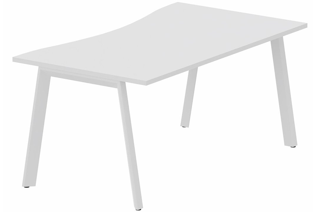 Plan vague symétrique 160 x 90 x 80 cm, plateau blanc, structure blanc