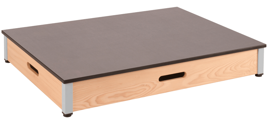 SCOLAIRE - Estrades - Estrade dessus ép.18 mm antidérapant chant ABS piètement bois et époxy - L110xP80xH17 cm - Gris
