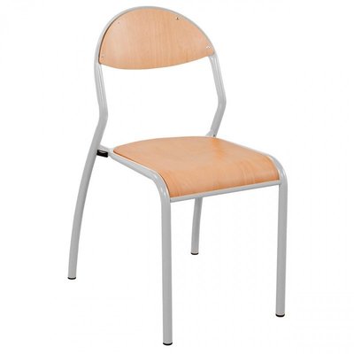SCOLAIRE - Apprendre - Chaise ROND'O 4 pieds assise et dossier bois Blueprotech® piètement époxy - T4