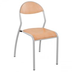 SCOLAIRE - Apprendre - Chaise ROND'O 4 pieds assise et dossier bois Blueprotech® piètement époxy - T4