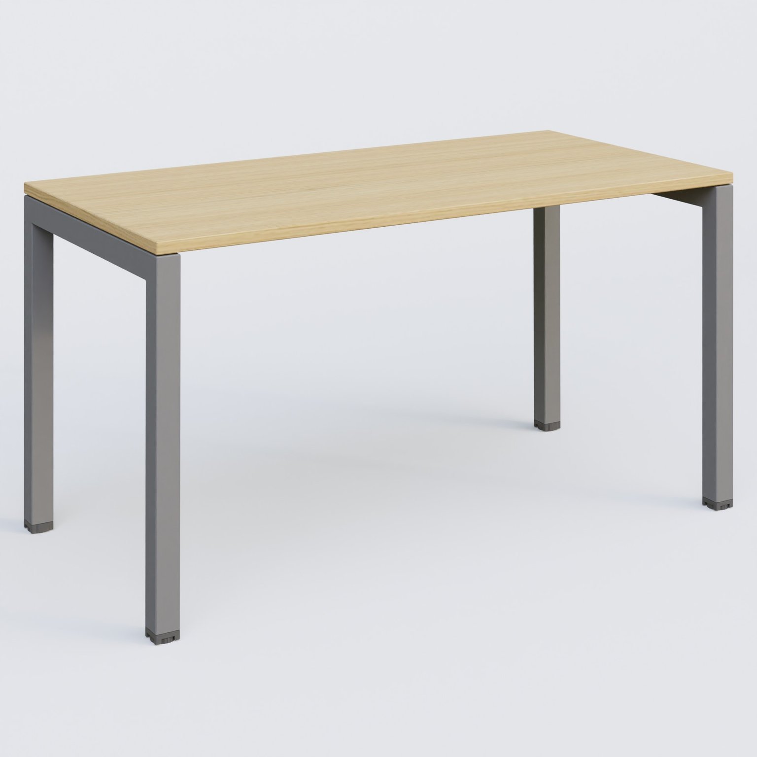 K3 Plateau droit 140x70 pieds fixe. Plateau Chêne clair et pietement Aluminium.