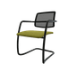 Diva - Chaise dos résille- Piétement luge laqué noir (A).Assise tissu Step Vert (L08)