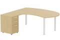 K3- Plan compact 90° asymétrique Manager 190x183x104/60cm avec caisson HB bois 3 tiroirs - retour à gauche
