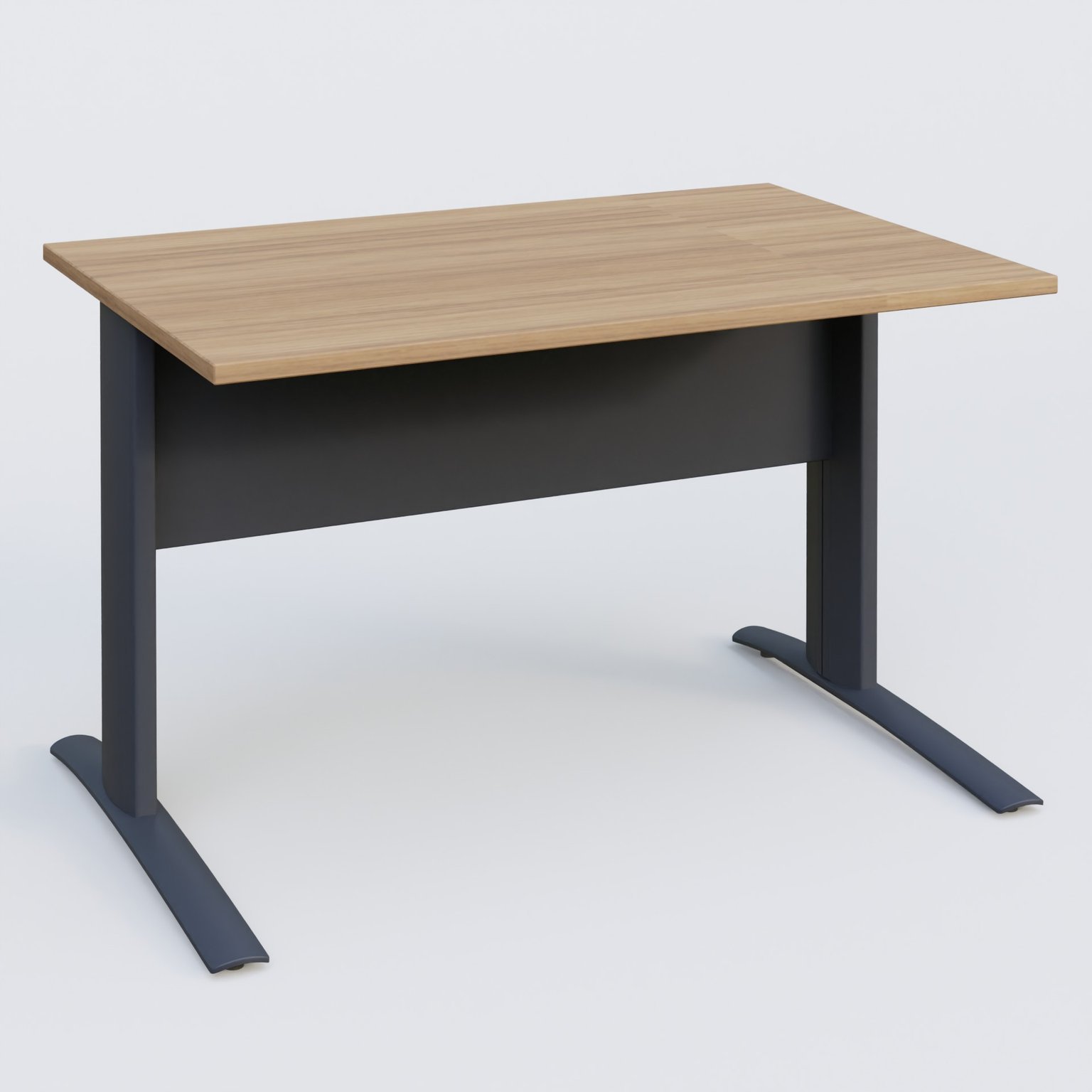 K1 Plateau droit 120x80 avec voile de fond métal. Plateau Noyer et pietement Anthracite