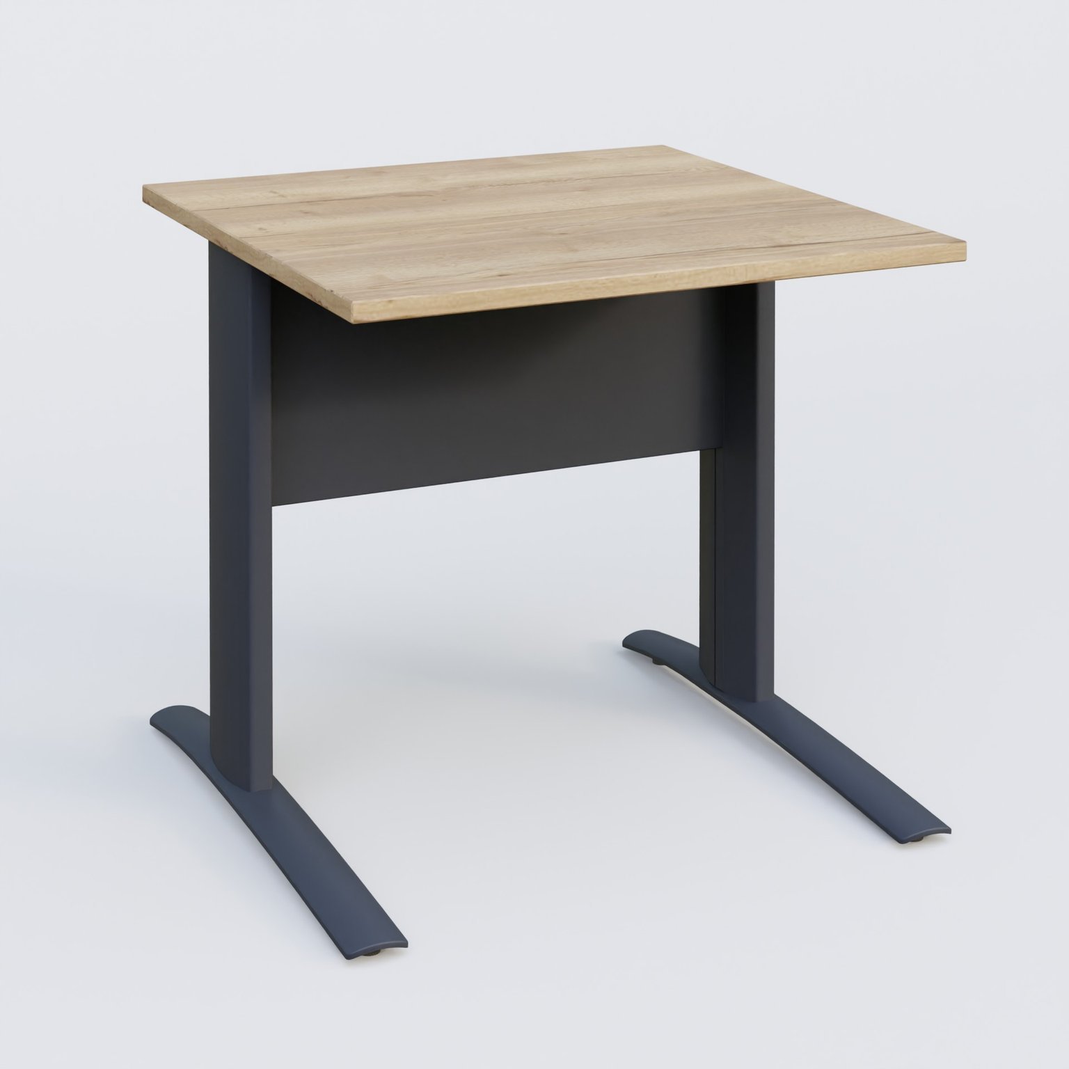 K1 Plateau droit 80x80 avec voile de fond métal. Plateau Chêne naturel et pietement Anthracite