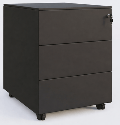 CAISSONS  - Mobiles - Caisson métal sur roulettes 3 tiroirs H57xL42xP54cm/ noir grainé