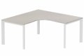 Plan Compact 90° symétrique 160x160/80cm structure pied d'angle, plateau acacia, structure blanc