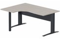 K1 VDF METAL Compact 90° asymétrique 160x120x80/60cm retour à gauche sur pied de soutien, plateau acacia, structure anthracit