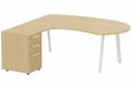 K8 Plan compact 90° asymétrique Manager 190x183x104/ 60cm avec caisson HB bois 3 tiroirs - retour à gauche