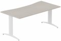 Plan vague 180x90x80cm, plateau acacia, structure blanc