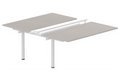 K3 Bench suivant 2 plateaux coulissants 140x80cm encombrement 140x165cm, plateau acacia, structure blanc