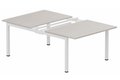 K3 Bench départ 2 plateaux coulissants 140x80cm encombrement 140x165cm, plateau acacia, structure blanc
