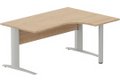 K1 VDF BOIS Compact 90° asymétrique 160x120x80/60cm retour à droite sur pied de soutien hêtre/aluminium