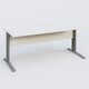 K1 Plateau droit 180x80 avec voile de fond bois. Plateau Blanc et pietement Aluminium