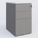 Caisson hauteur de bureau métalique 3 tiroirs avec top de finition, profondeur 80cm. Plateau Blanc et caisson Aluminium.