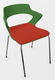 SWEETY Chaise 4 pieds tube, piétement chrome, coque polypropylène coloris vert, placet assise tissu BONDAI coloris rouge
