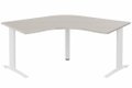 Bureau 120° symétrique, 120x120/80cm, Acacia/Blanc