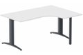 Plan Compact 90° asymétrique 160x120x80/60cm retour à droite sur pied de soutien blanc/anthracite - sur délai