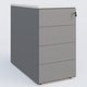 Caisson hauteur de bureau métalique 4 tiroirs avec top de finition, profondeur 60cm. Plateau Blanc et caisson Aluminium.