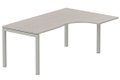 Plan Compact 90° asymétrique 180x120x80/60cm retour à droite, plateau acacia, structure aluminium