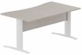 Plan vague symétrique, VDF Bois, 180x90x80cm, plateau acacia, structure blanc