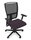 DANDY MANAGER MESH siège mécanique synchrone décalé avec translation d'assise, soutien lombaire réglable, tissu LUCIA coloris prune, dos résille noire sur cadre noir, embase noire