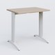 K2 Plateau droit 80x60 pieds fixe. Plateau Acacia et pietement Blanc.