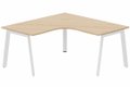 Plan Compact 90° symétrique 160 x 160 / 80 cm, structure pied d'angle, plateau hêtre, structure blanc