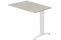 Retour vague à droite 90x60cm sur pied, plateau acacia, structure blanc