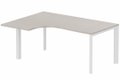 Plan Compact 90° asymétrique 180x120x80/60cm retour à gauche, plateau acacia, structure blanc