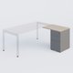 Retour direct 80x60cm sur caisson métal HB P.60cm 3 tiroirs, plateau acacia, structure aluminium