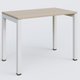 K3 Plateau droit 100x60 pieds fixe. Plateau Acacia et pietement Blanc.