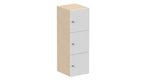Meuble à cases H.137xL.45xP.50cm, 3 cases H43cm. portes pleine. serrure à clé. corps coloris frêne (D3) . portes mélamine coloris blanc (M1)