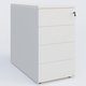 Caisson hauteur de bureau métalique 4 tiroirs avec top de finition, profondeur 80cm. Plateau Blanc et caisson Blanc.