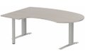 K1 POUTRE compact 90° manager 190x141x104x60cm sur pied de soutien, plateau acacia, structure aluminium