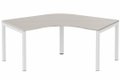 Plan Compact 120° symétrique 120x120/80cm structure pied d'angle, plateau acacia, structure blanc