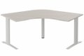 Bureau 120° symétrique, 120x120/80cm, Acacia/Aluminium