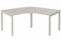 Plan Compact 120° symétrique 120x120/80cm structure pied d'angle, plateau acacia, structure aluminium