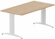 Module composable pied i, L.160xP.80cm, départ, plateau hêtre, structure blanc, plateau hêtre, structure blanc
